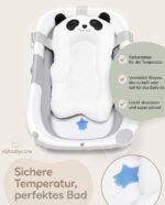 VALVANI Faltbare Babybadewanne mit Panda-Kissen – Ergonomisch & Rutschsicher für Neugeborene – Bild 7