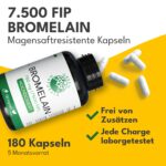 GREEN NATURALS Bromelain 750 mg – Hochdosiert mit 7.500 F.I.P. – 180 Kapseln – Bild 2