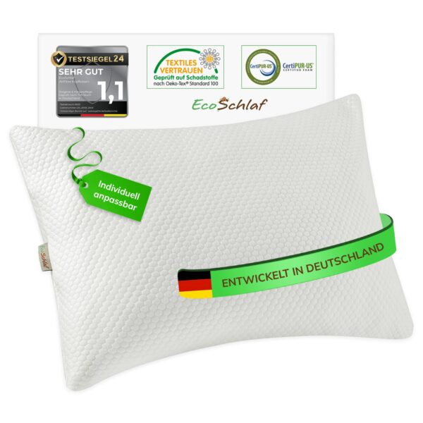EcoSchlaf® Airflow Orthopädisches Nackenkissen – Memory Foam mit Bambusbezug für alle Schlaftypen