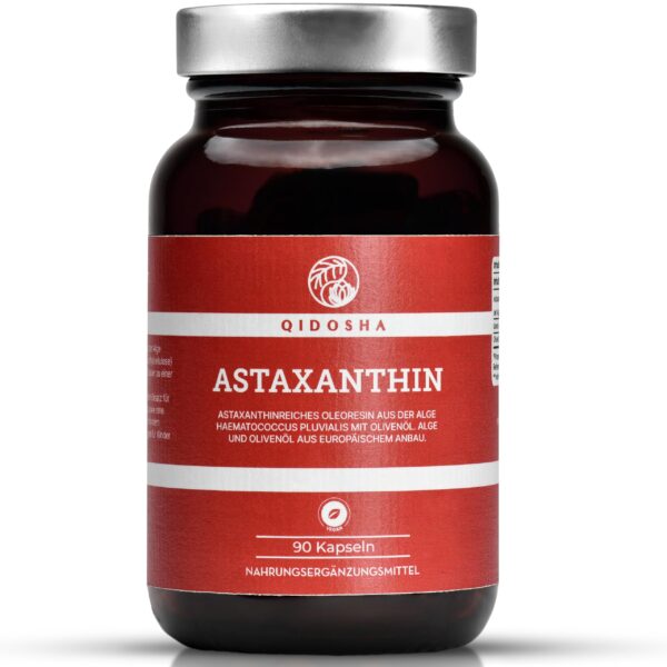QIDOSHA® Astaxanthin 12 mg – Vegane Kapseln mit Olivenöl aus portugiesischer Algenzucht