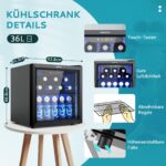 EUHOMY Getränkekühlschrank 36L – Mini Bierkühler mit Glastür & Touch-Control für Büro – Bild 2