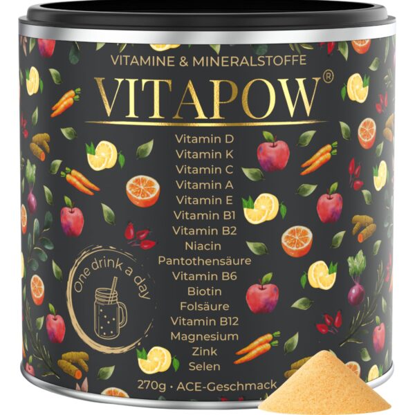 Vitapow Multivitamin Pulver – 13 Vitamine & Mineralstoffe für Immunsystem & Energie