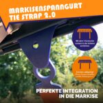 Peggy Peg Tie Strap 2.0 – Markisenspanngurt 2er Set mit T-Connector für sichere Sturm­abspannung – Bild 2