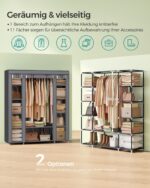 SONGMICS Faltschrank 150x175 cm mit 12 Ablagen & Kleiderstange – Stabiler Stoffschrank grau – Bild 5