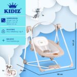 KIDIZ® Babywippe mit 5 Geschwindigkeiten & Naturgeräusche – Faltbar, Sicher & Beige – Bild 2