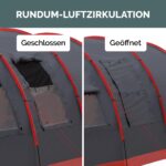 JUSTCAMP Atlanta 5 Personen Familienzelt – Tunnelzelt mit Stehhöhe, Vordach & Insektenschutz – Bild 5