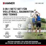 HAMMER Badmintonnetz 3in1 – Höhenverstellbares Volleyball-, Badminton- & Tennisnetz für Garten & Strand – Bild 2