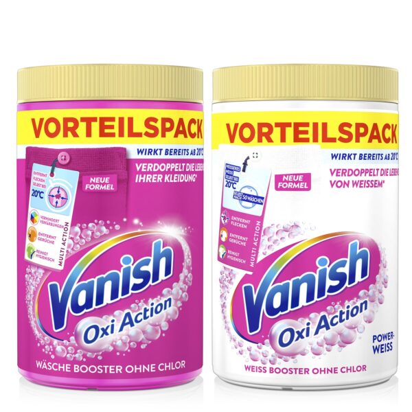 Vanish Oxi Action Sparpack 2 x 1,65 kg – Fleckenentferner für Weiss- & Buntwäsche