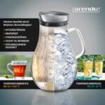 Arendo Glaskaraffe 2500 ml mit Edelstahldeckel & Grobfilter – Borosilikatglas – Bild 4