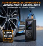 Fshyos Elektrische Luftpumpe 150 PSI mit 6000-mAh-Akku – tragbarer Kompressor für Auto, Fahrrad & Motorrad – Bild 3