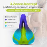 VELMIA Fahrradsattel mit 3-Zonen-Konzept & Memory Foam – Ergonomischer Komfortsattel für MTB & E-Bike – Bild 4