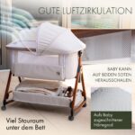 KUNU® Beistellbett 3-in-1 mit Wiegefunktion – Höhenverstellbares Reisebett mit Rollen – Bild 5