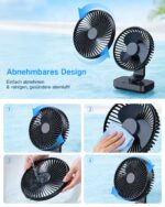ArsMotin Akku-Tischventilator mit Oszillation – Leise 30 dB, 4500mAh, USB-C für Büro & Zuhause – Bild 7