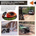 MAIKEHIGH Abschleppseil 5M x 5cm, 10 Tonnen Polyester – Komplettes Off-Road Recovery Kit – Bild 2
