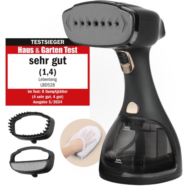 LEBENLANG Dampfglätter 1500W mit 300ml Tank – Testsieger Handdampfbügeleisen