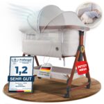KUNU® Beistellbett 3-in-1 mit Wiegefunktion – Höhenverstellbares Reisebett mit Rollen