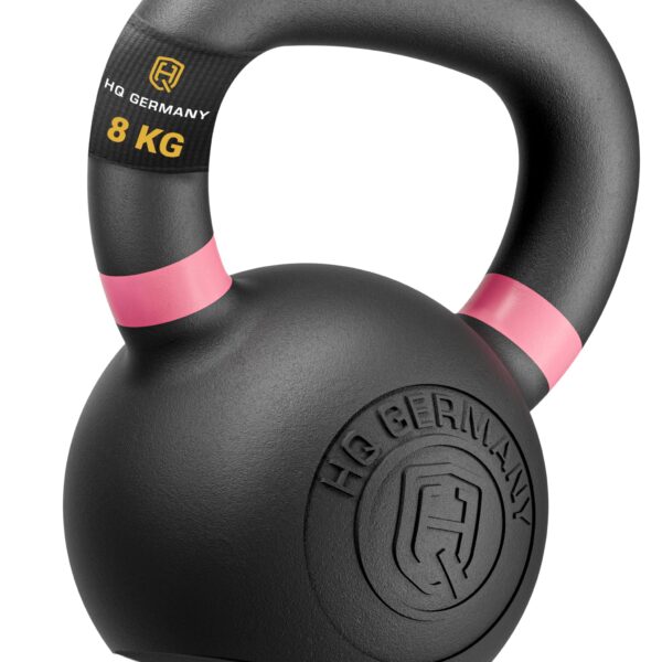 HQ Germany® Kettlebell 8kg Powdercoat – Vollguss Kugelhantel für Funktionales Training