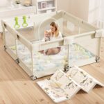 Lertantri Laufstall Baby 120x120 cm mit Matratze – Kompaktes Laufgitter für kleine Wohnungen