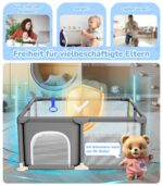 Dripex Laufstall Baby 124x124 cm – Sicherer Laufgitter mit Mesh & Pull-up Rings – Bild 6
