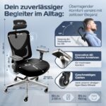CLOUVOU CleverSeat Ergonomischer Bürostuhl 150 kg – Testsieger mit 4D Armlehnen – Bild 3