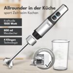 LEBENLANG 1500W Stabmixer Edelstahl – Pürierstab mit Messbecher & Spritzschutz – Bild 3