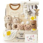 vamei Neugeborenen Geschenkset für Jungen & Mädchen – 10-teilig mit Strampler & Badetuch