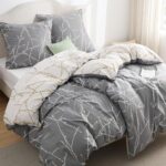 BEDSURE Bettwäsche 135x200 4teilig – Mikrofaser Wendebettwäsche mit Reissverschluss Grau