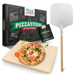 Pizza Divertimento Pizzastein 38x30 cm mit Pizzaschieber – Cordierit für Backofen & Grill
