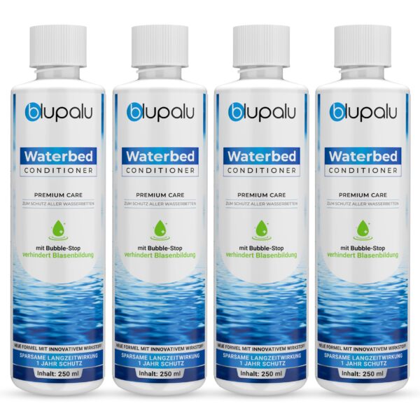 blupalu Wasserbett Conditioner Premium Care 4x250ml – Hygienische Pflege für alle Wassermatratzen