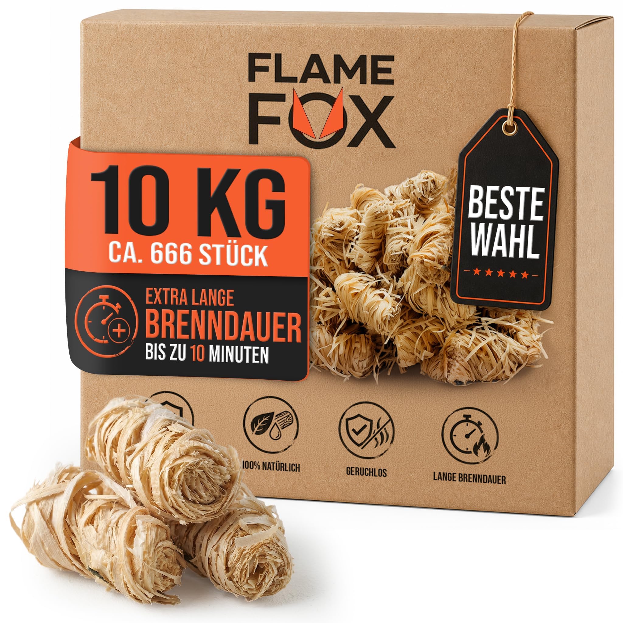 813zI8C47cL._SY2048_.jpg Flame Fox Anzündwolle 10kg – Öko-Holzwolle mit Wachs für Kamin & Grill – Bild 1