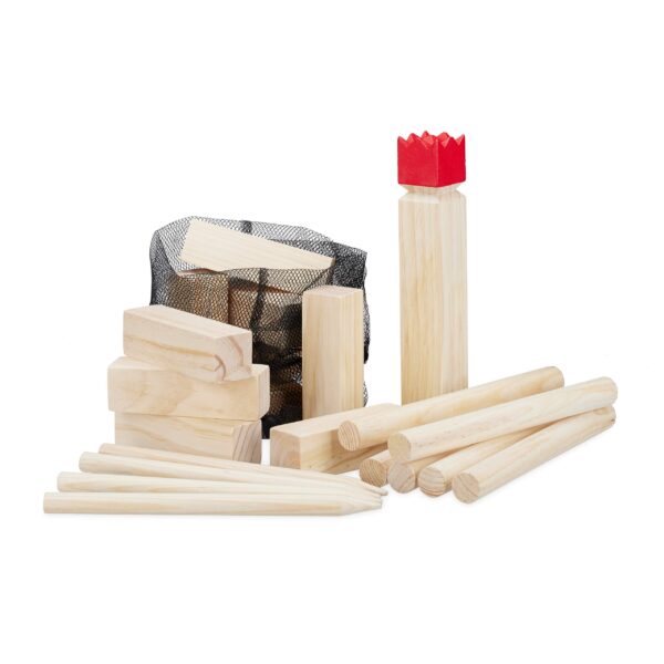 Relaxdays Kubb Wikingerspiel aus Kiefernholz – Strategisches Wurfspiel für 2–12 Spieler