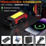 Daphomeu LED Werkstattlampe 2er Set – 1000 Lumen COB Inspektionsleuchte mit Magnetfuss – Bild 6