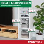 ATHLON TOOLS 4er-Set Aufbewahrungsboxen 12.5 L mit Deckel & Verschlussclips – Stapelbar – Bild 7