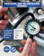 GERCHWAY Reifenfüller mit Manometer 0-10 bar – Profi-Druckluftprüfer mit 50 cm Schlauch – Bild 3