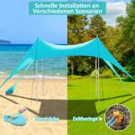 3×3m Strandzelt UV-Schutz riggoo – Sonnenschatten für 5–8 Personen – Bild 4