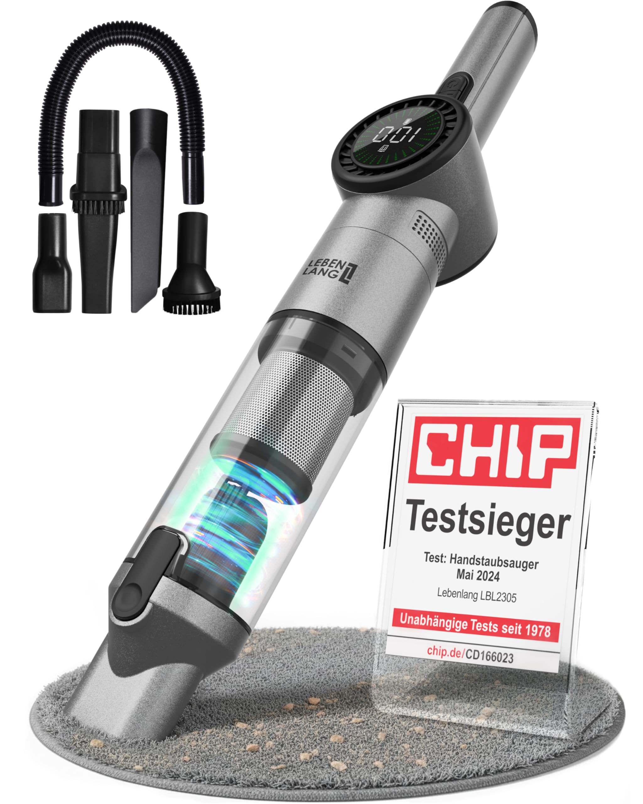 814bkLR4grL._SY2560_.jpg LEBENLANG Handstaubsauger Akku 17000PA – Testsieger mit Dual-Filter & Ladestation – Bild 1