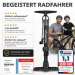 CYCLEHERO Fahrradpumpe 60 cm – Standluftpumpe für alle Ventile mit 10 Jahren Garantie – Bild 2