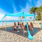 3×3m Strandzelt UV-Schutz riggoo – Sonnenschatten für 5–8 Personen