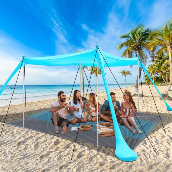 3×3m Strandzelt UV-Schutz riggoo – Sonnenschatten für 5–8 Personen