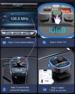 LENCENT Bluetooth 5.4 FM Transmitter 48W – Kabelloser Auto Adapter mit Schnellladen & Freisprechanlage – Bild 8