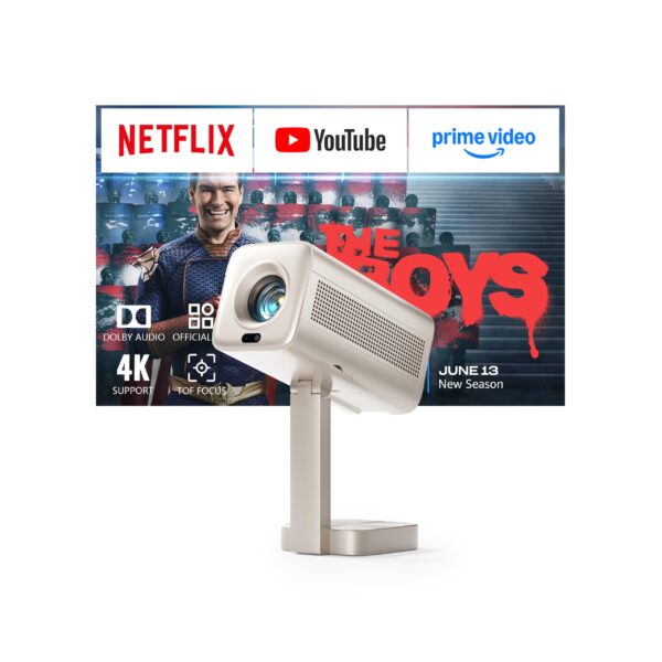 VOPLLS Smart Mini Beamer 4K – 30000 Lumen Projektor mit Netflix & WiFi6 für Heimkino & Outdoor
