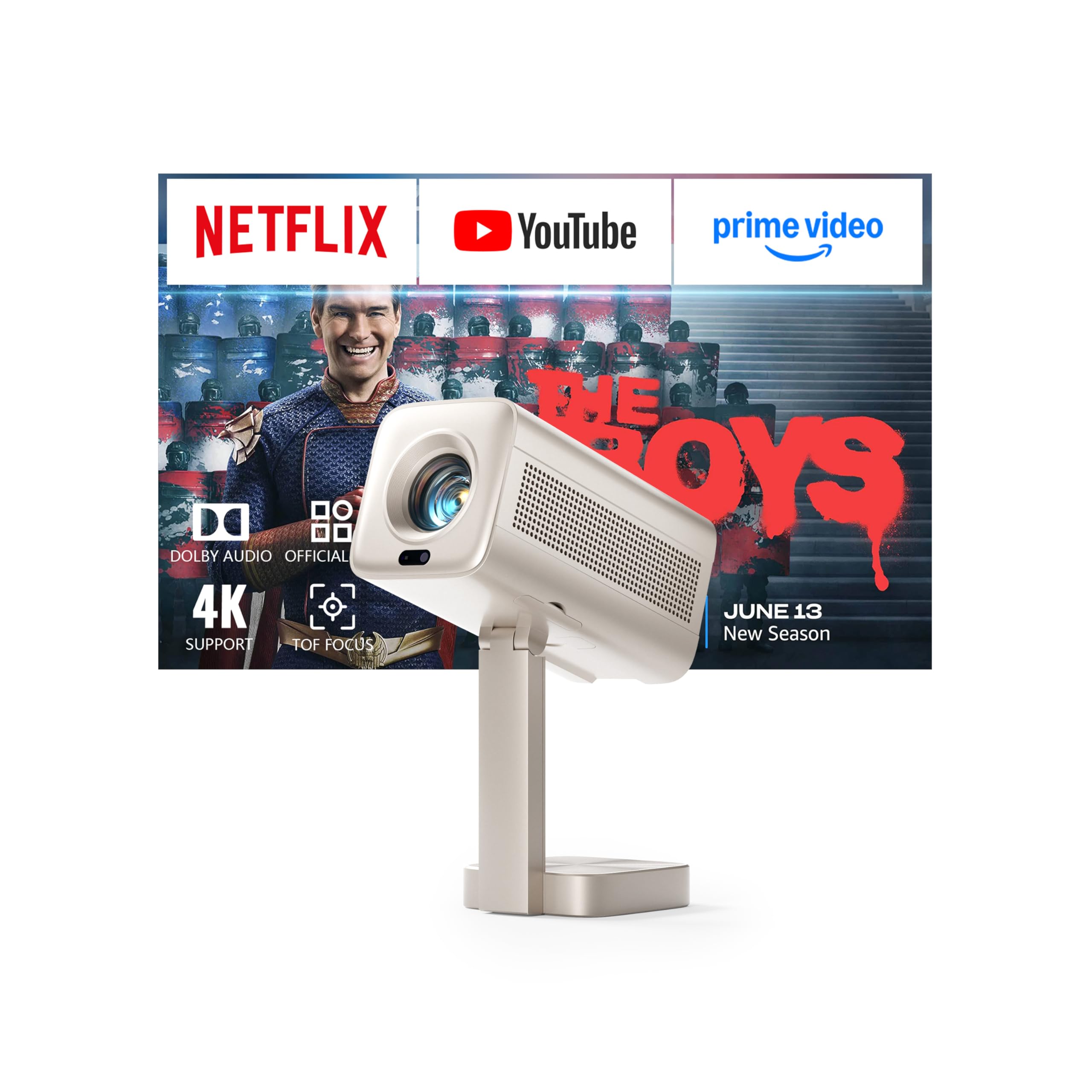 815M-1ytVL._SY2560_.jpg VOPLLS Smart Mini Beamer 4K – 30000 Lumen Projektor mit Netflix & WiFi6 für Heimkino & Outdoor – Bild 1