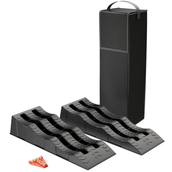 XPOtool Auffahrkeile Wohnmobil 2er Set 40/70/100 mm – 3,5 t Tragkraft mit Wasserwaage