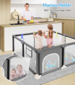 Dripex Laufstall Baby 124x124 cm – Sicherer Laufgitter mit Mesh & Pull-up Rings – Bild 4