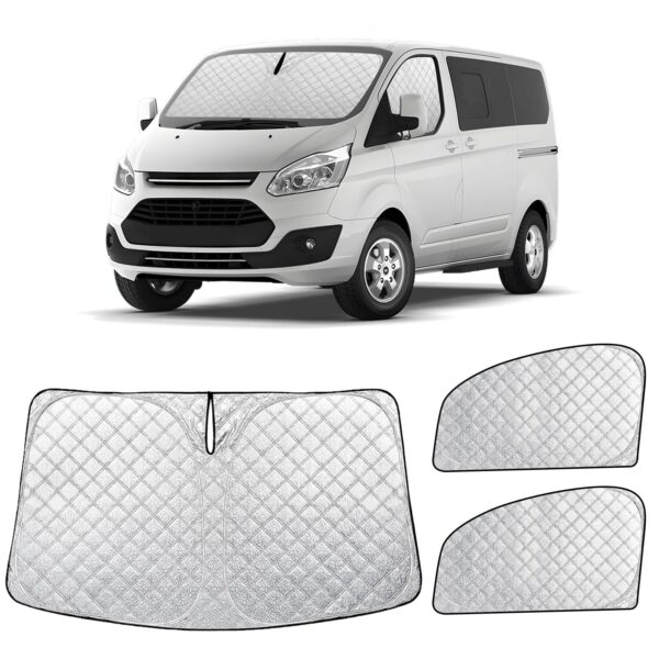 ZATOOTO Sonnenschutz Ford Transit Custom 3er Set – Frontscheibe & Seitenscheiben mit Magneten