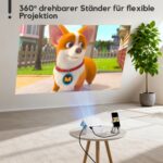 AKIYO O1 Mini Beamer 720P – 360° drehbar mit Auto Keystone & 16000L für Heimkino – Bild 6