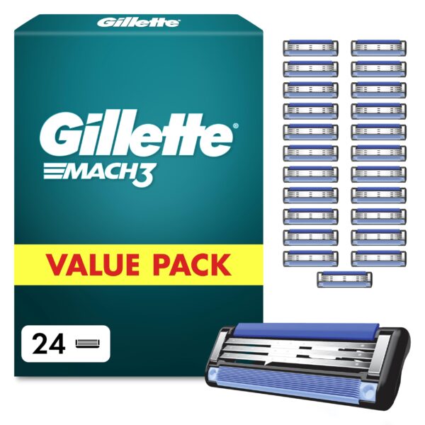 Gillette Mach 3 Ersatzklingen 24er Pack – Sanfte & gründliche Rasur für Männer