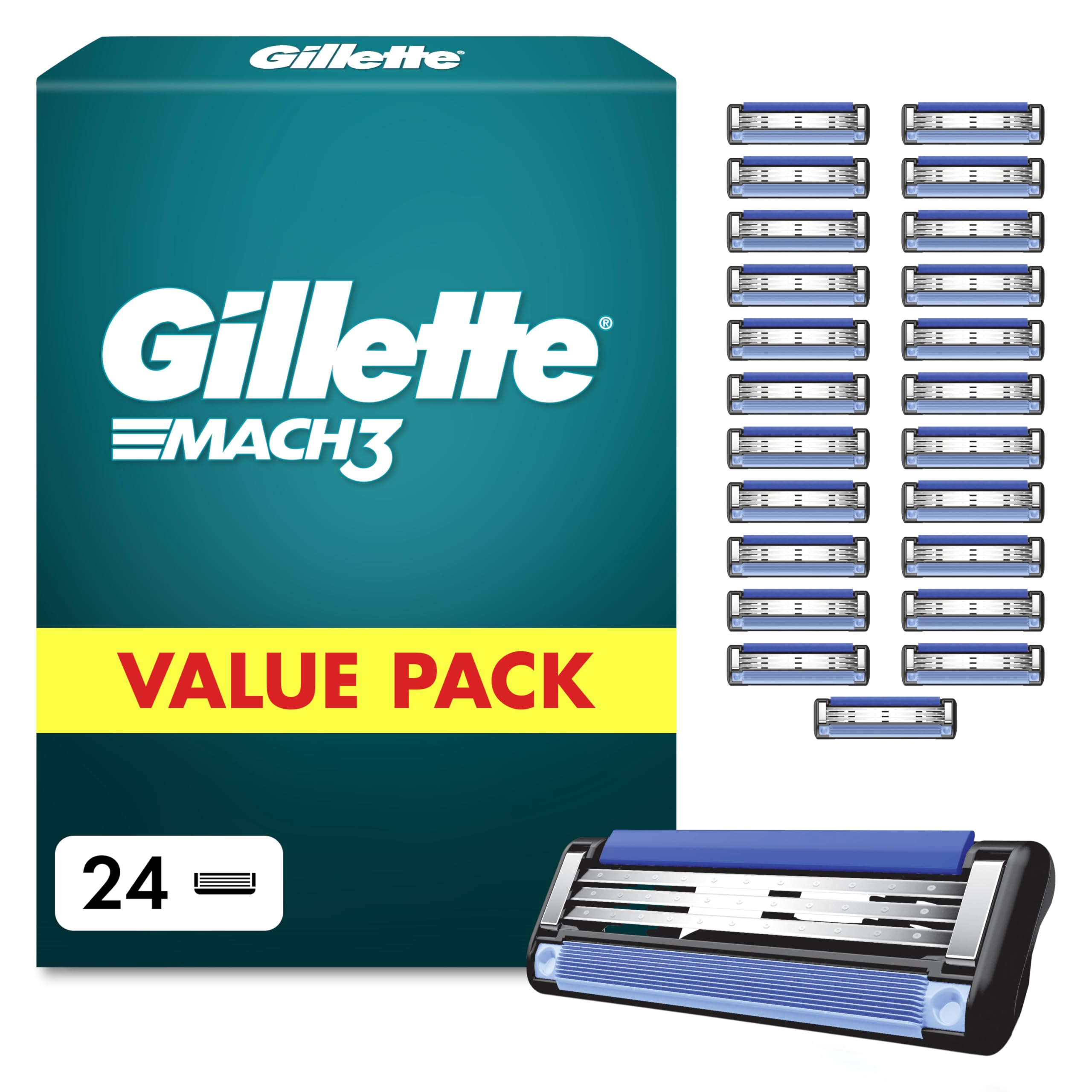 816X0Tgpp4L._SY2560_.jpg Gillette Mach 3 Ersatzklingen 24er Pack – Sanfte & gründliche Rasur für Männer – Bild 1