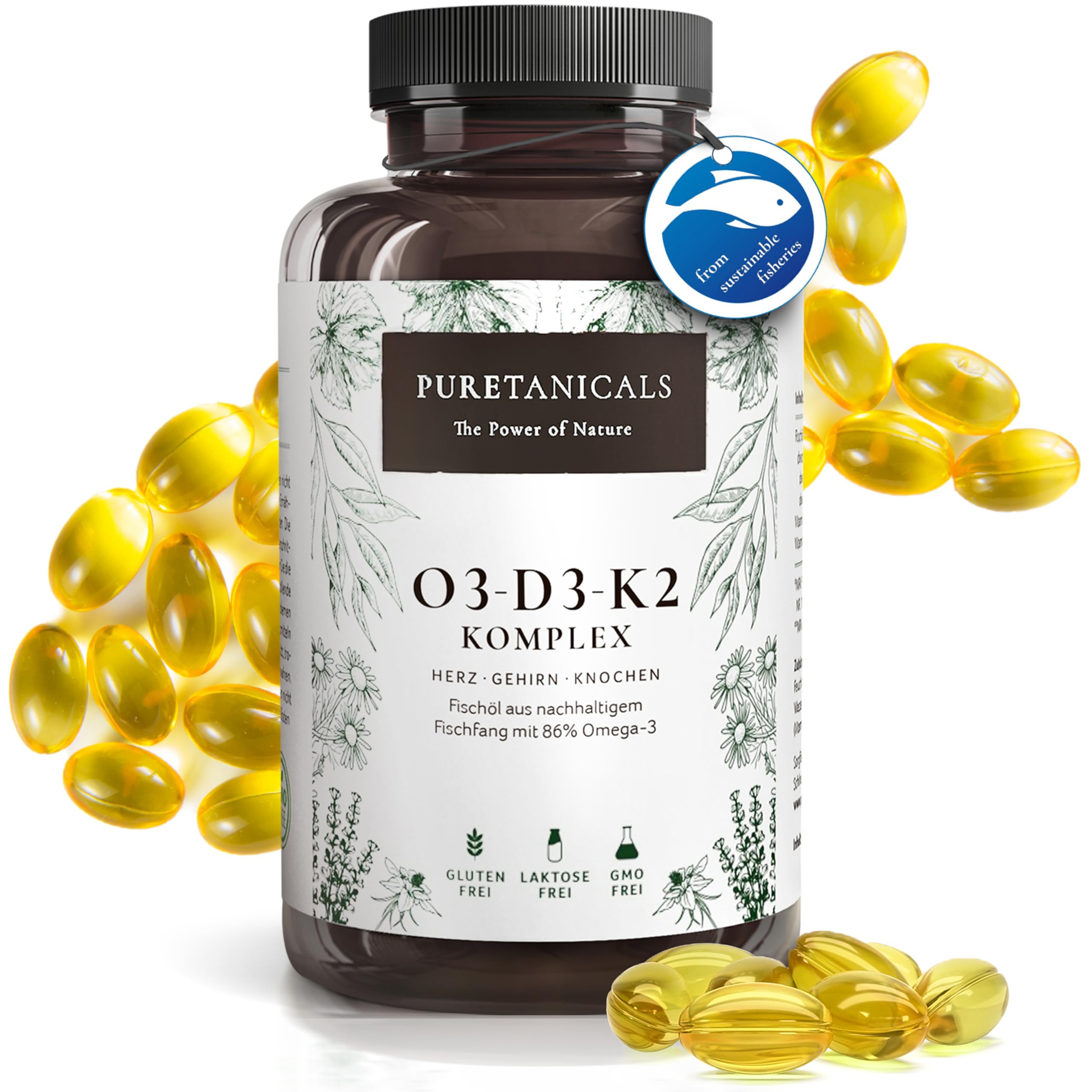 816XdEXdXOL._SY2560_.jpg Puretanicals Omega 3 + Vitamin D3 + K2 MK7 – 240 Kapseln hochdosiert für Herz & Immunsystem – Bild 1