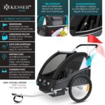 KESSER Sport-RX 2in1 Kinderfahrradanhänger & Buggy – 5-Punkt-Gurt für 1-2 Kinder bis 40 kg – Bild 4